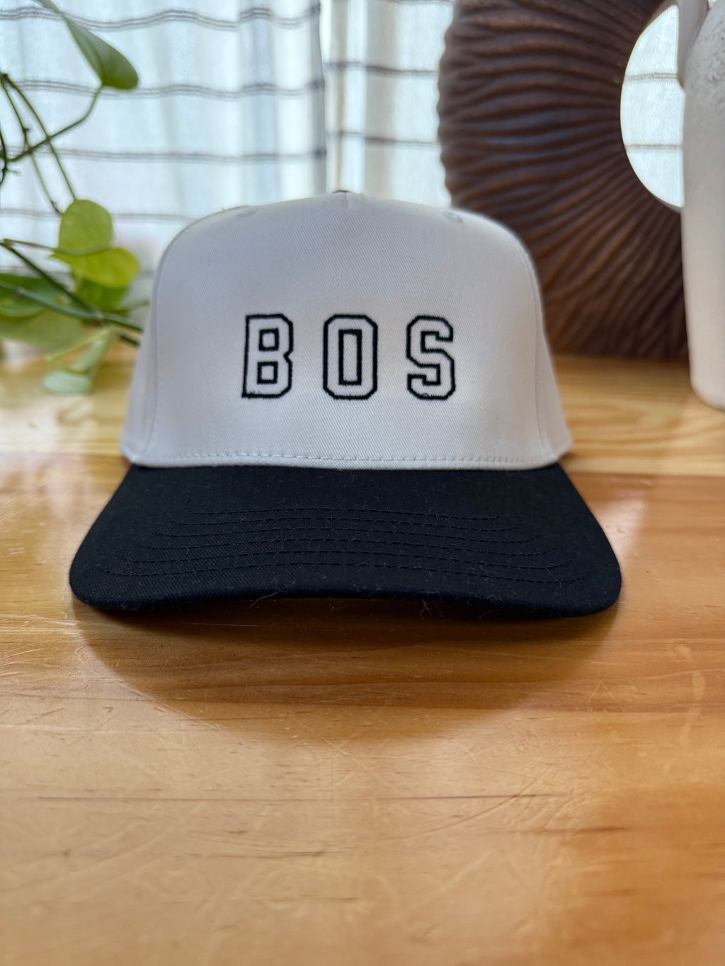 BOS Outline Hat — White / Black