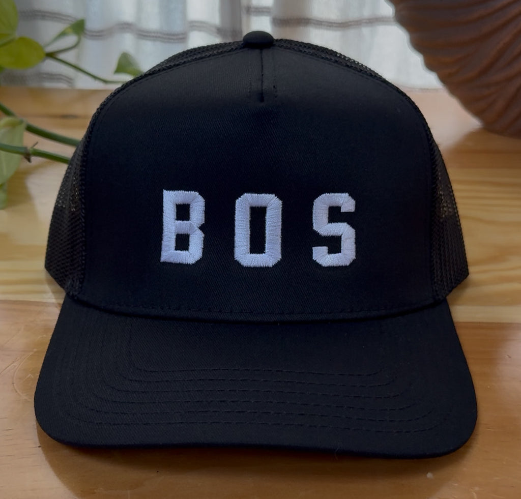 BOS Trucker Hat — Black / White