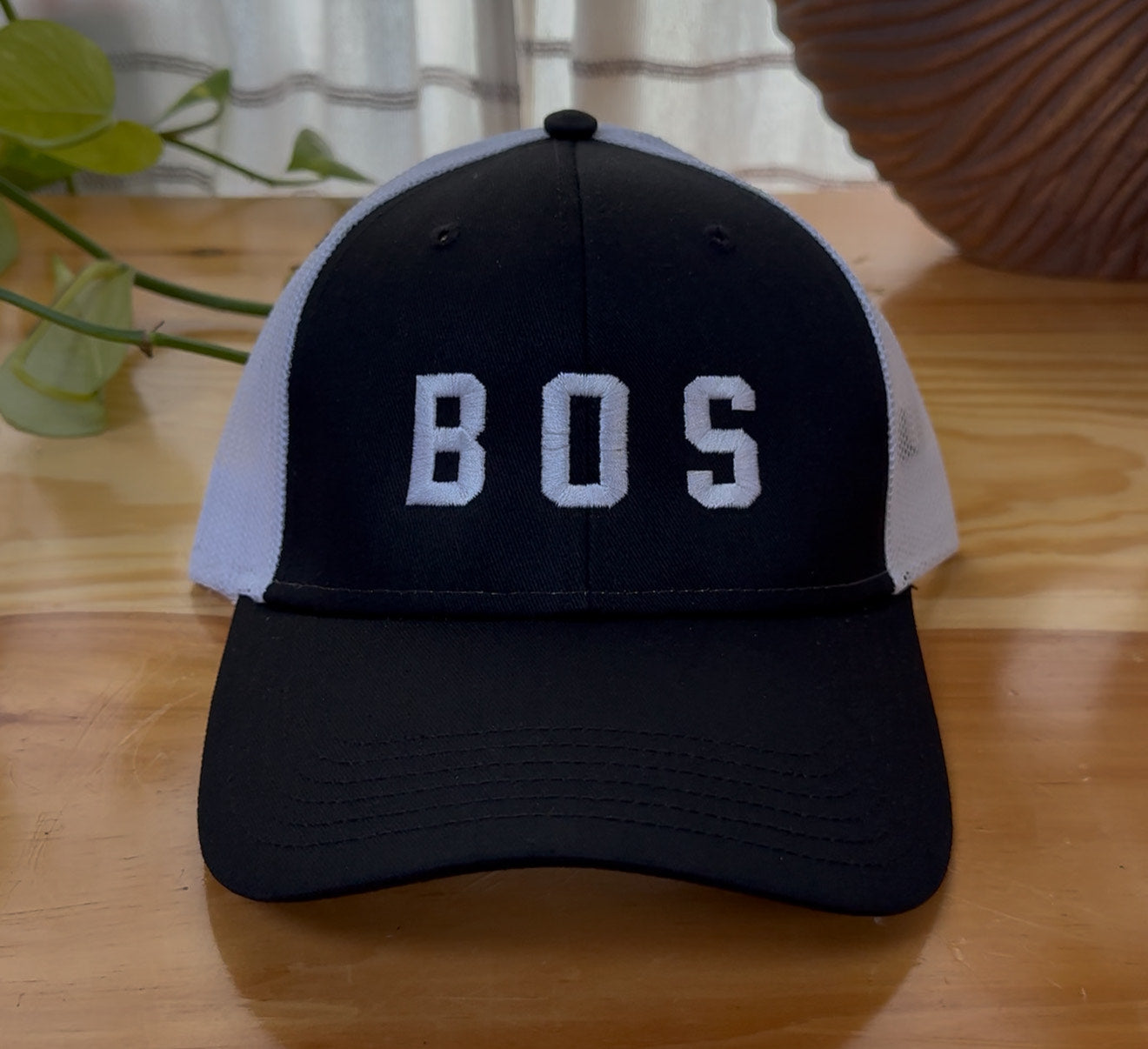 BOS Trucker Hat — Black / White Mesh