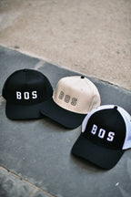 BOS Outline Hat — White / Black