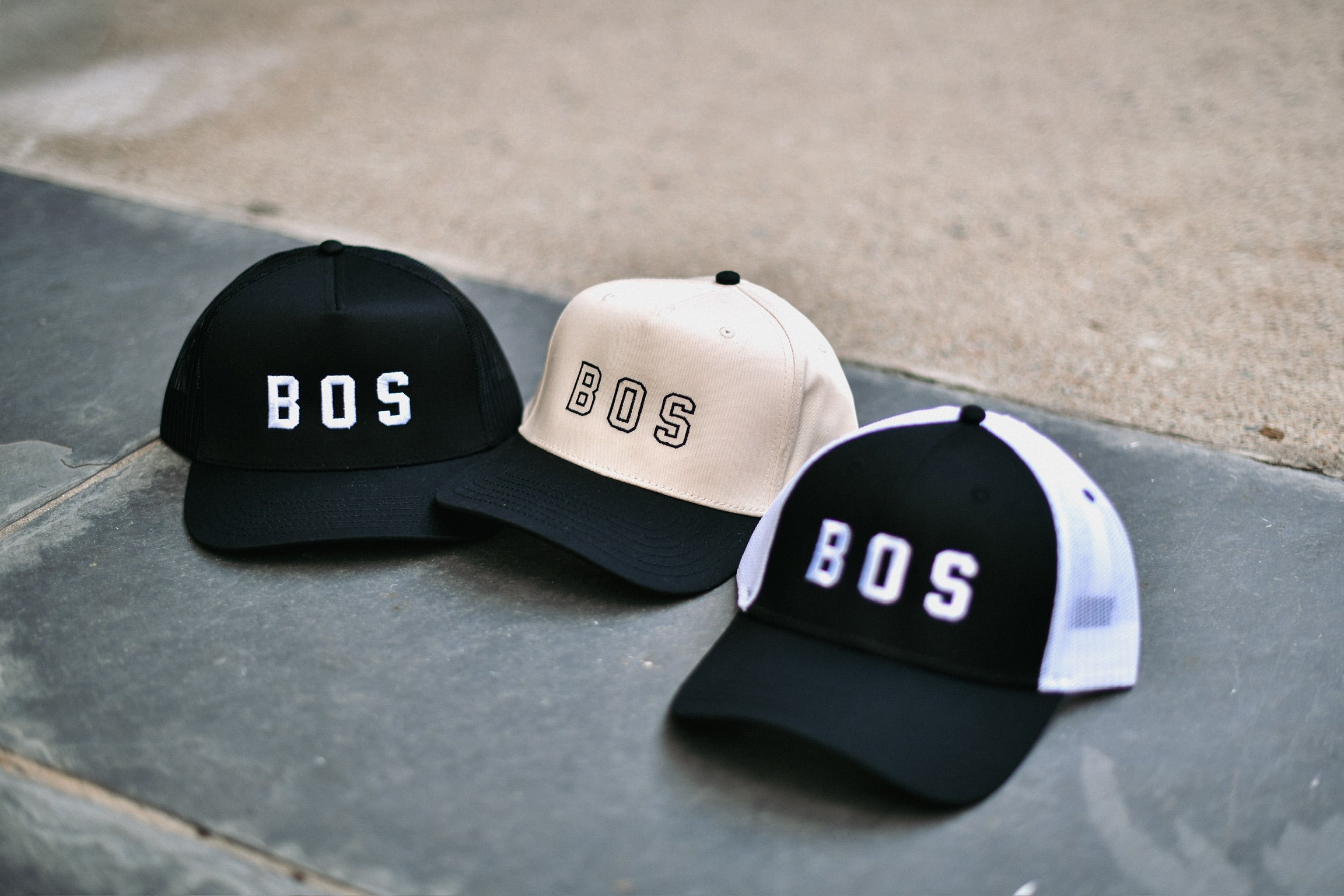 BOS Trucker Hat — Black / White