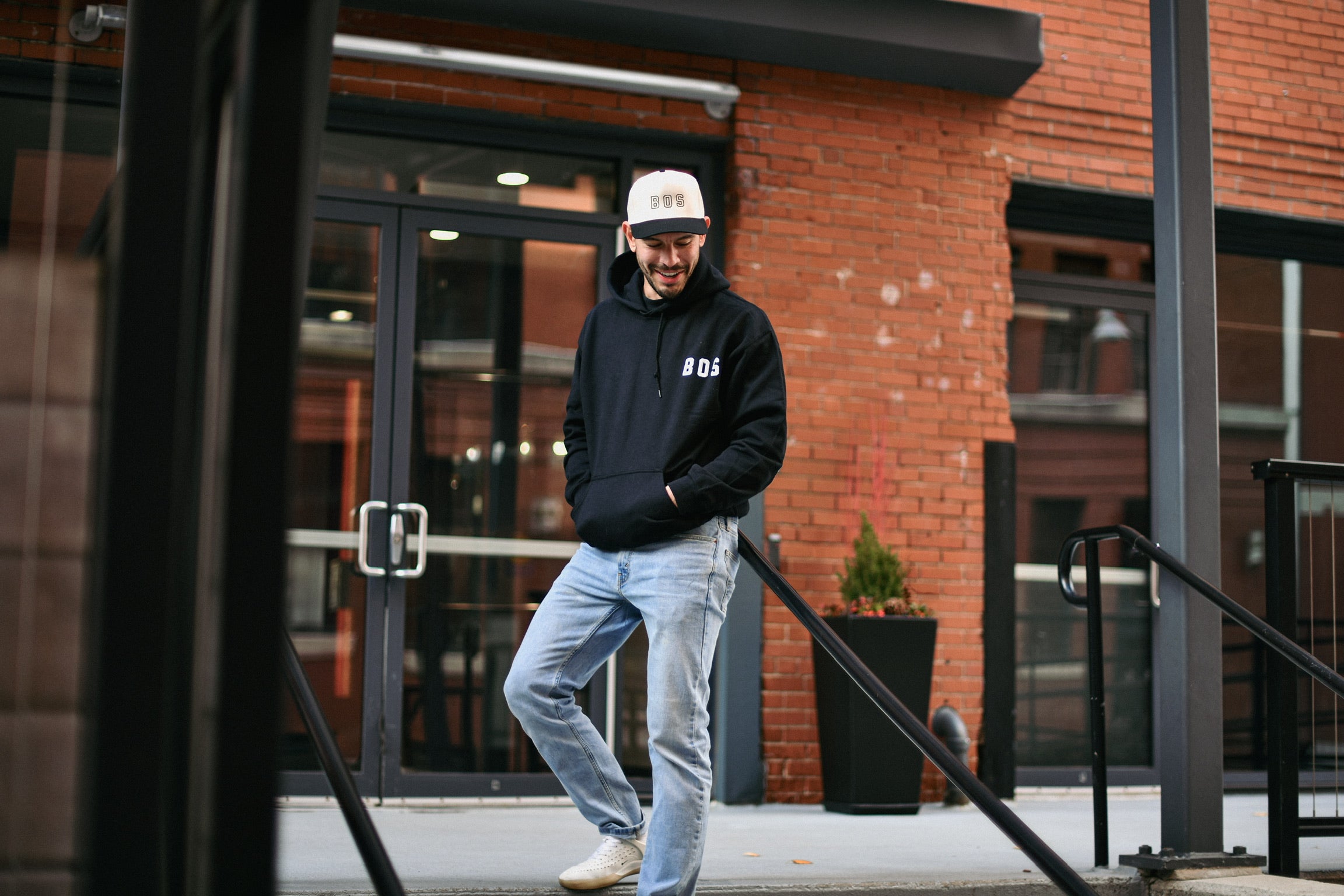 BOS Outline Hat — White / Black