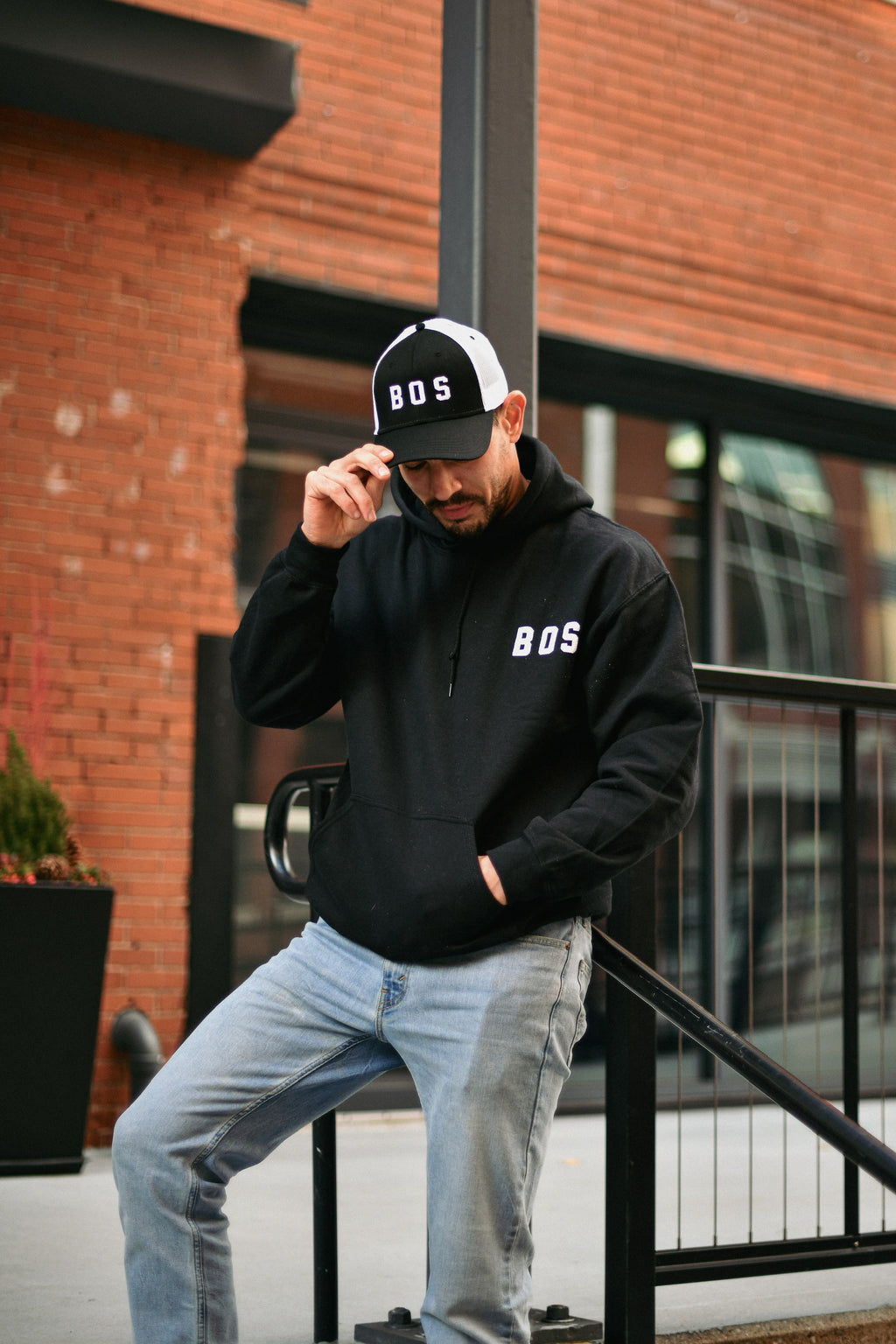 BOS Trucker Hat — Black / White Mesh